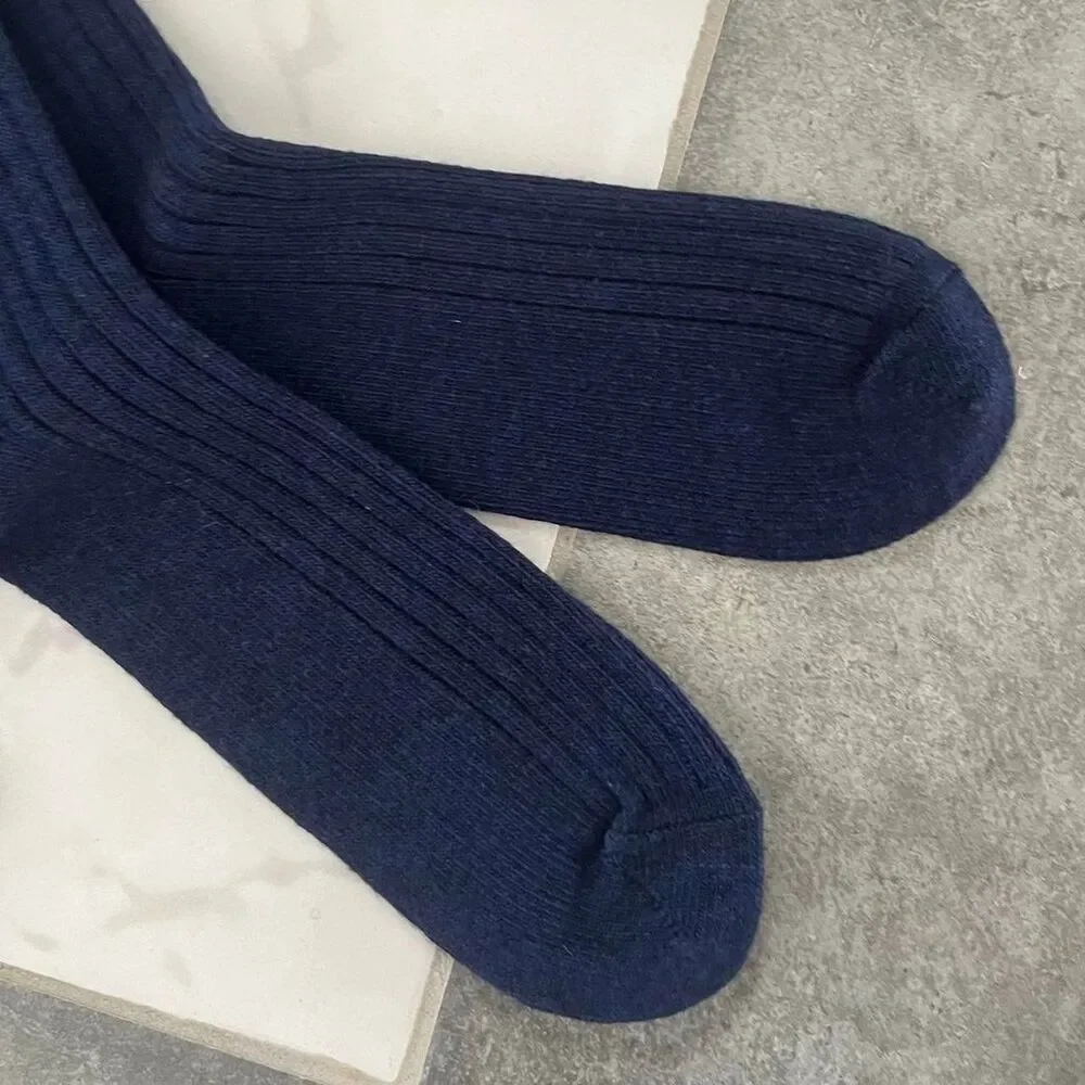 Netjets 100% Wool Navy Blue Ribbed Tall Socks One Size Men’s Womens
